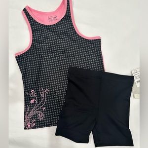 Set NWOT Aspire little girl exercise workout tank & NWT New Balance Shorts 7/8.